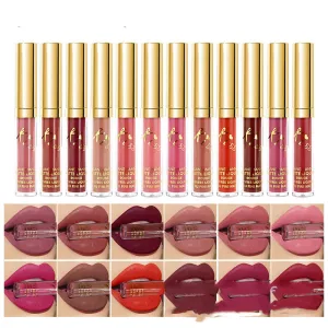 12 Color Matte Lip Gloss Set - Long Lasting, Vegan, Hydrating