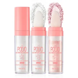 2 Color Polvo De Magic Hadas Highlighter Makeup, Body Glitter Brightens the Natural Face Blusher Patting Powder Fairy Shimmer Body Highlighter Powder Polvo De Magic Hadas (1 Pearl White & 1 Nude Pink)