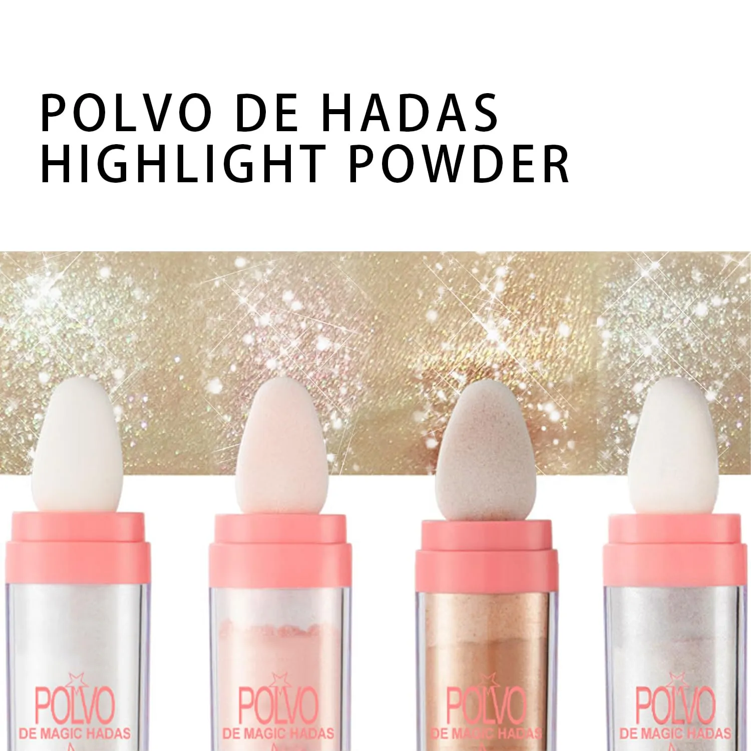 2 Color Polvo De Magic Hadas Highlighter Makeup, Body Glitter Brightens the Natural Face Blusher Patting Powder Fairy Shimmer Body Highlighter Powder Polvo De Magic Hadas (1 Pearl White & 1 Nude Pink)