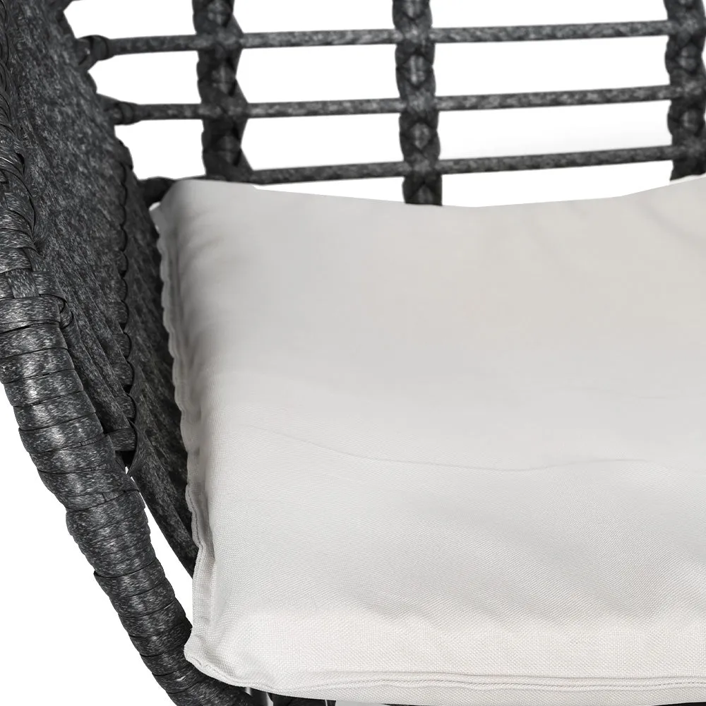 3PC Outdoor Furniture Bistro Set | Lounge Setting | Table Chairs | Cushion Patio | Grey