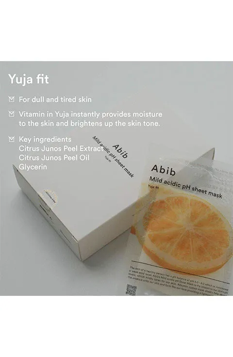 [Abib] Mild Acidic pH Sheet Mask Yuja Fit 1Sheet Or 1Box(10Sheet)