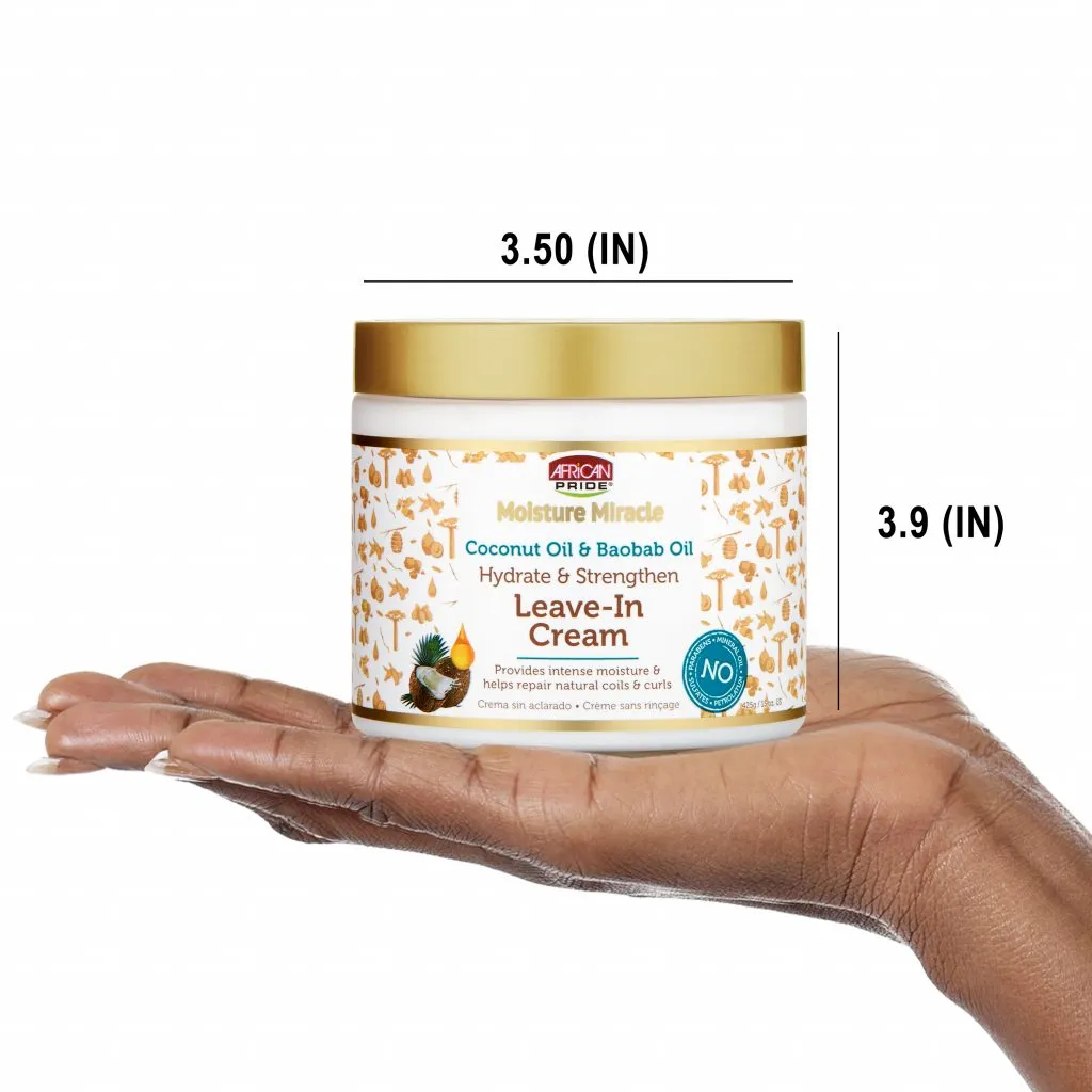 African Pride Moisture Miracle Coconut Oil & Baobab Oil Leave-In Cream 15oz