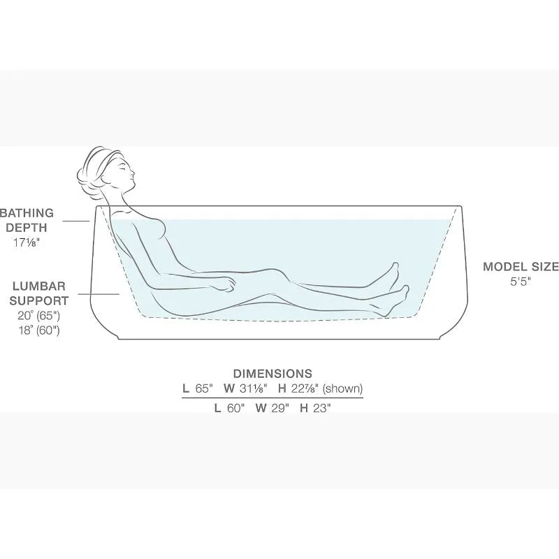 Ceric 64.94" x 31.13" x 22.88" Freestanding Bathtub in White