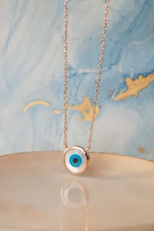 Classic Evil Eye Mother-Of-Pearl Rose Gold Plated Sterling Silver Pendant Necklace