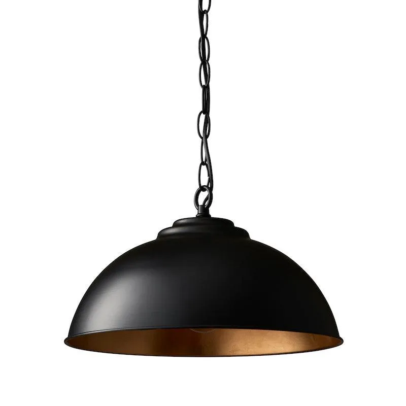 Colman Gloss Black & Gold Leaf Finish Pendant Ceiling Light