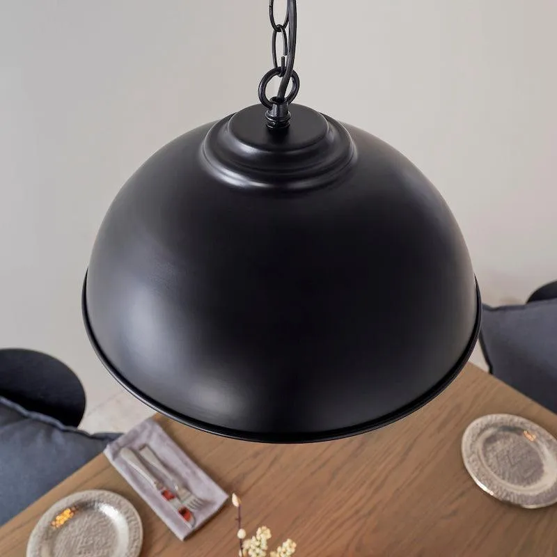 Colman Gloss Black & Gold Leaf Finish Pendant Ceiling Light