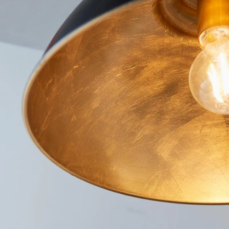 Colman Gloss Black & Gold Leaf Finish Pendant Ceiling Light