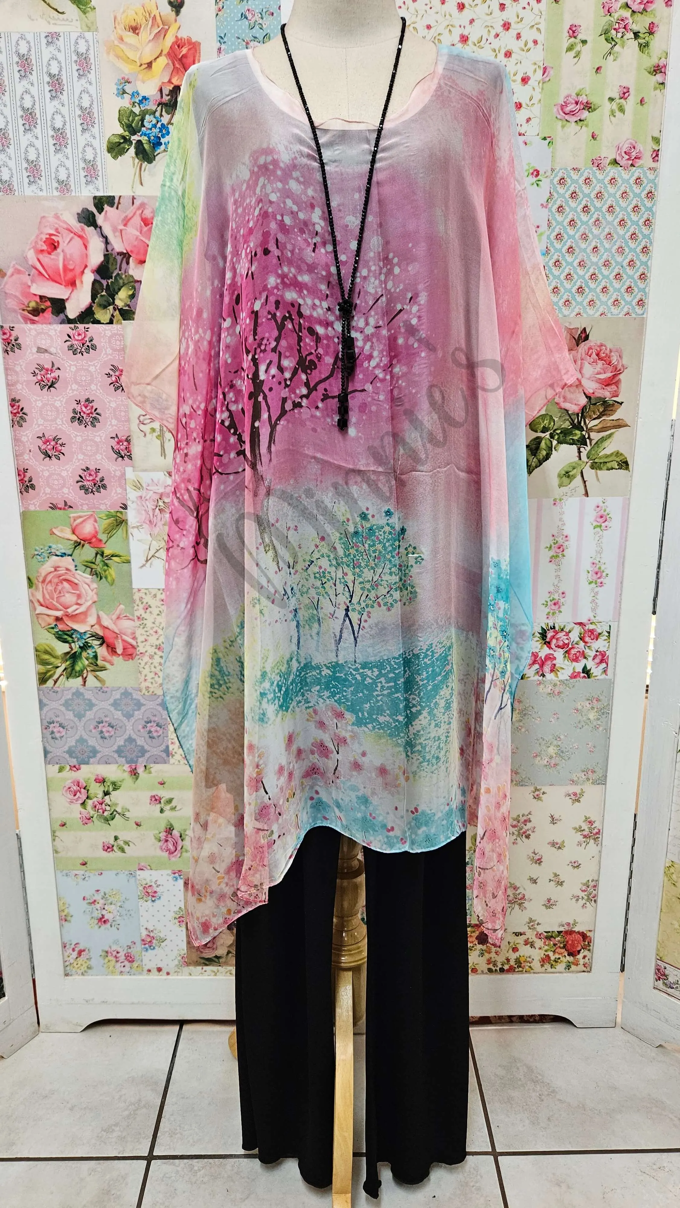 Coral & Orange Poncho SE0169