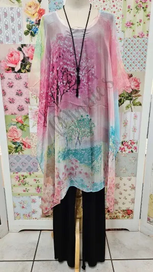 Coral & Orange Poncho SE0169