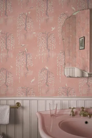 Divine Savages Kyoto Blossom Lotus Pink Wallpaper
