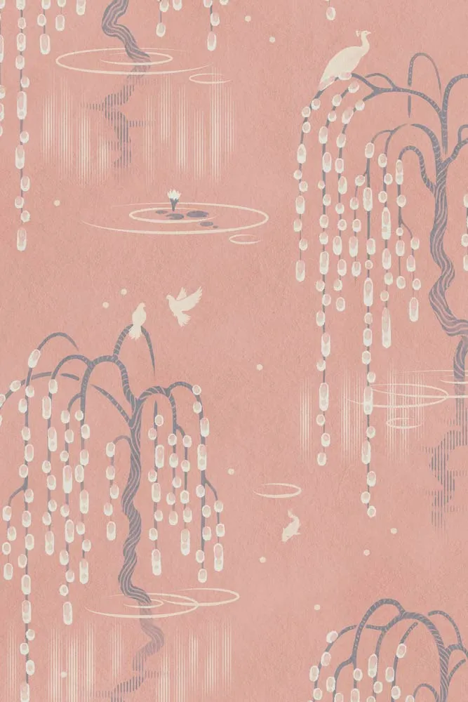 Divine Savages Kyoto Blossom Lotus Pink Wallpaper