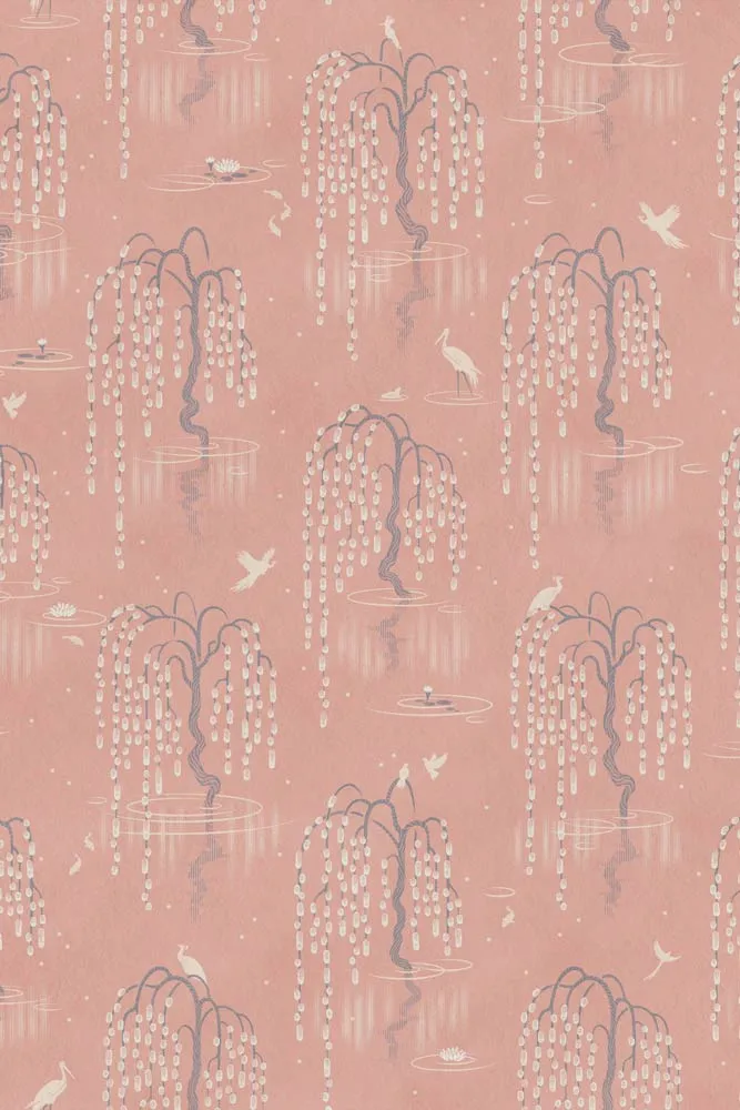 Divine Savages Kyoto Blossom Lotus Pink Wallpaper