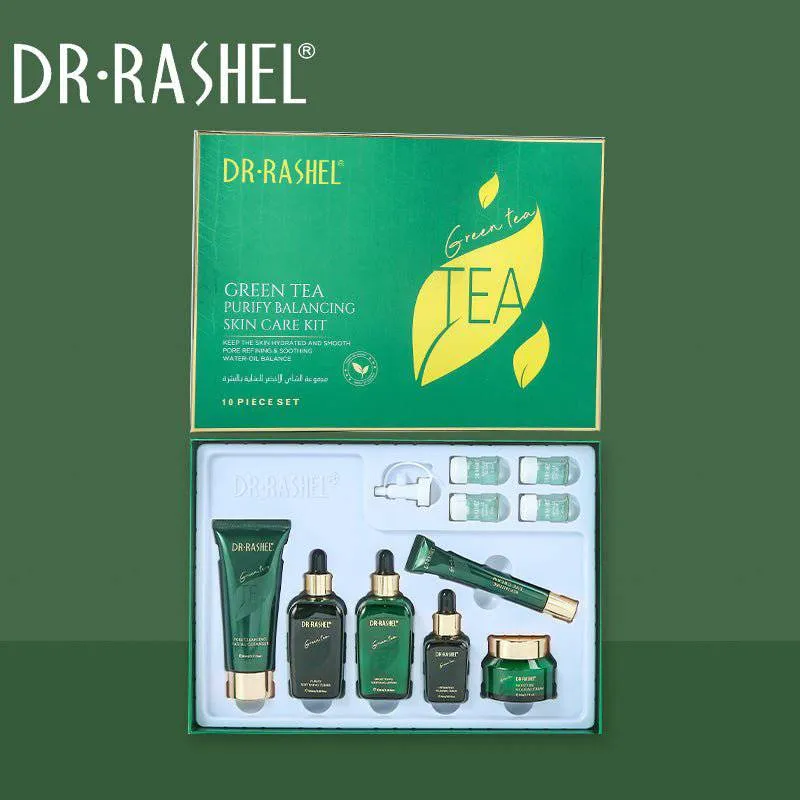 DR RASHEL Green Tea Purify Balancing Skin Care Set 10pcs Facial Care Kit DRL-1644