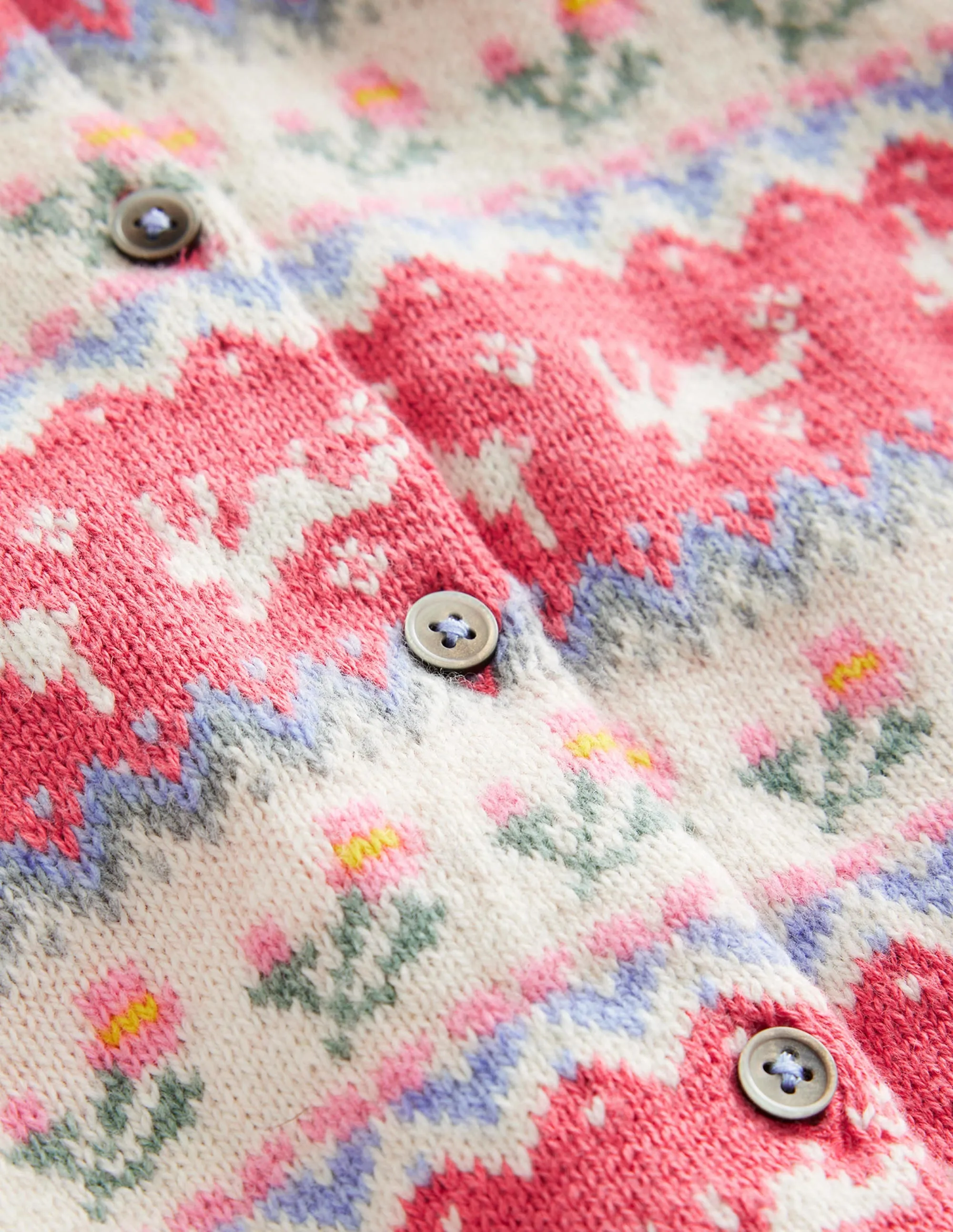 Fair Isle Cardigan-Blush Pink Bunnies