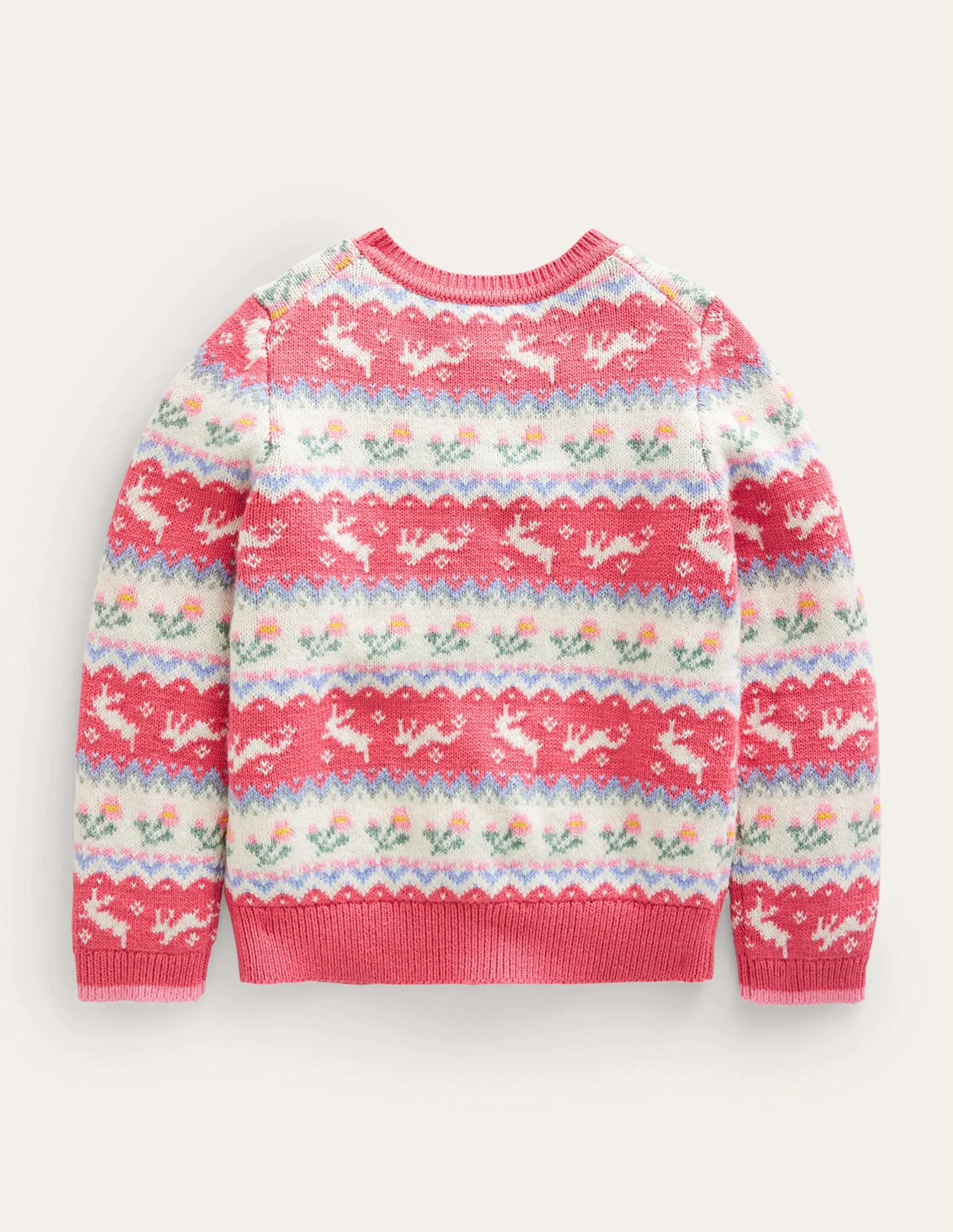Fair Isle Cardigan-Blush Pink Bunnies