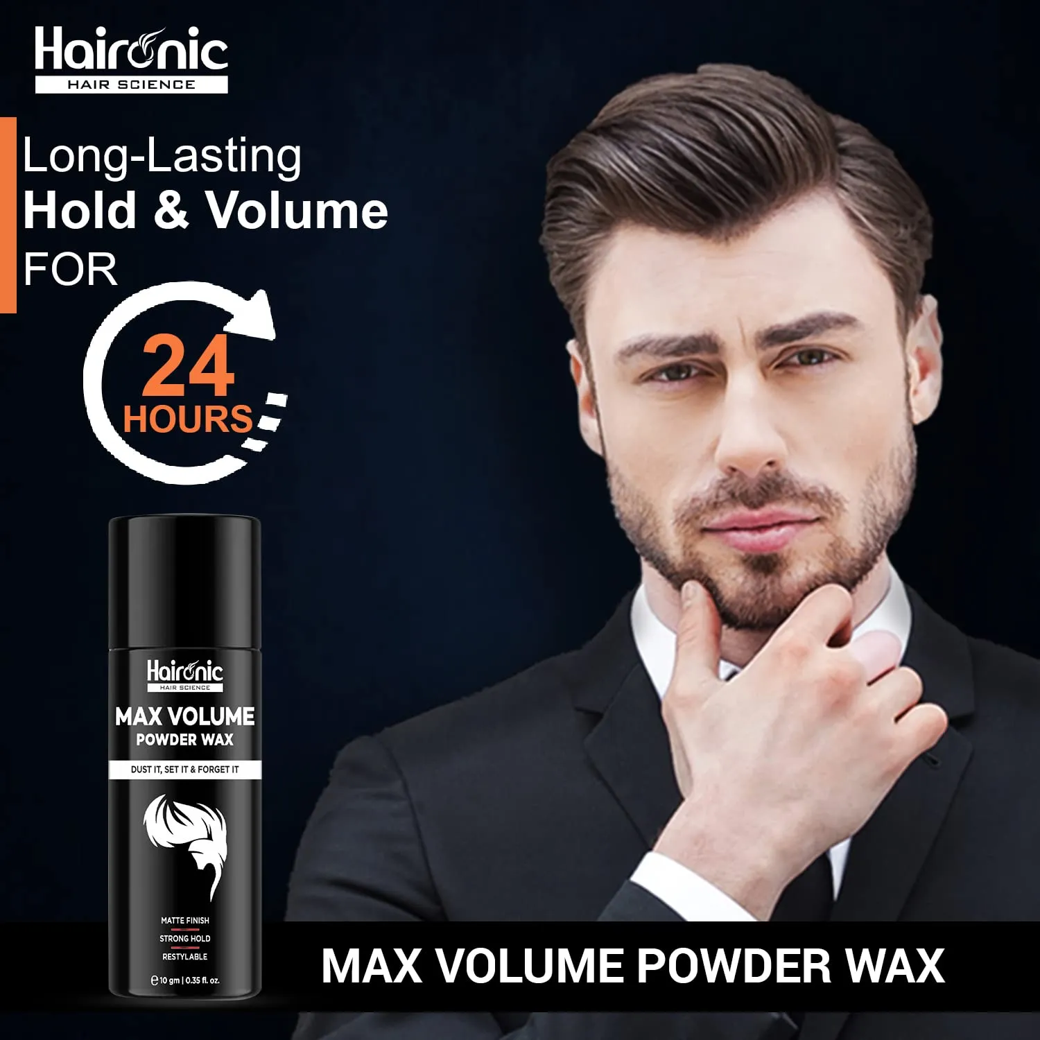 Haironic Hair Volumizing Powder Wax For Men | Strong Hold With Matte Finish Hair Styling | All Natural Hair Styling Powder | For All Hair types - 10gm (Pack of 2)
