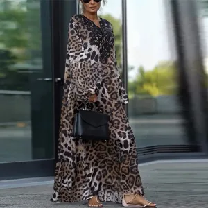 Leona - Fierce & Flowing Leopard Maxi Dress 