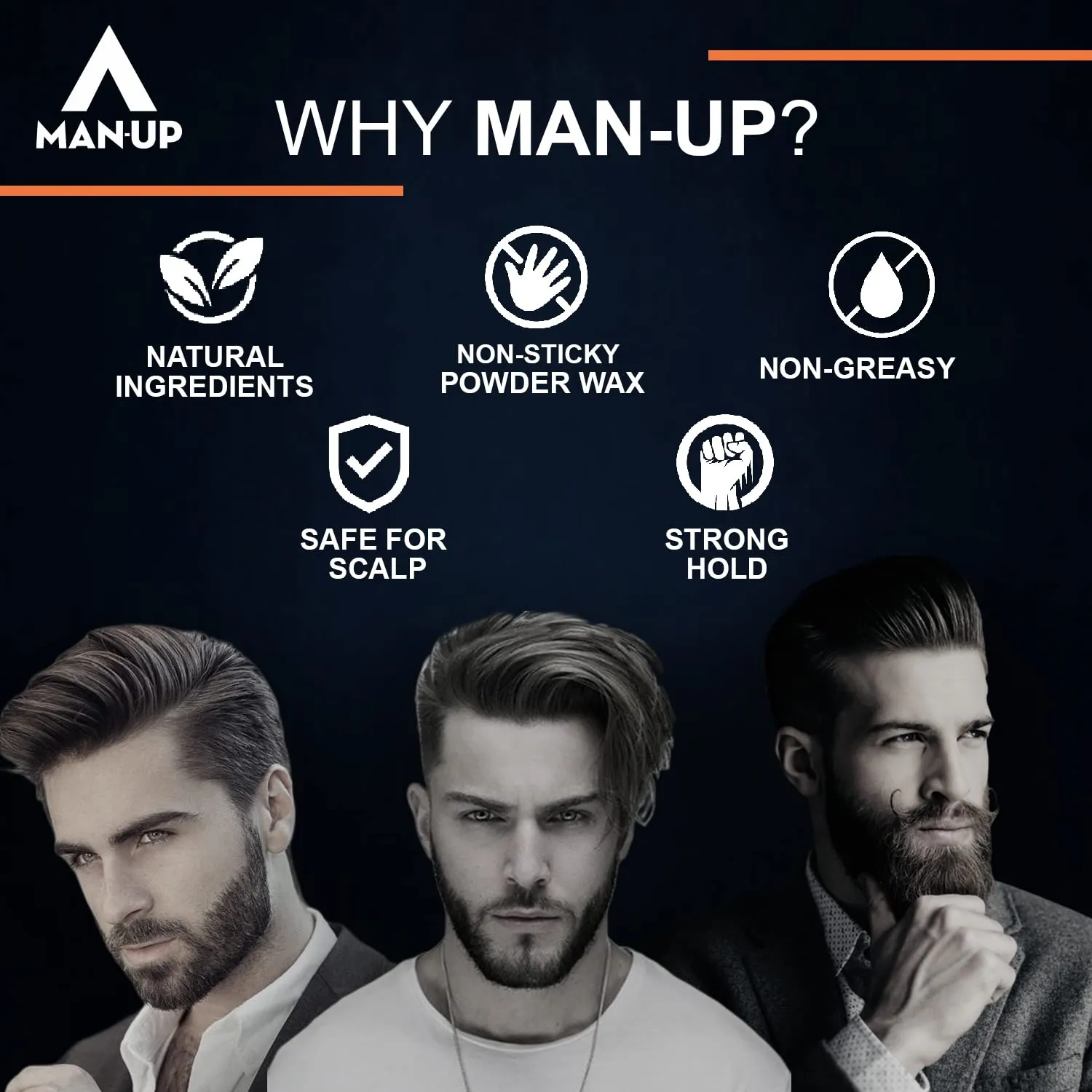 Man-Up Hair Volumizing Powder Wax For Men | Strong Hold With Matte Finish Hair Styling | All Natural Hair Styling Powder | For All Hair Types - 10gm (Pack of 2)