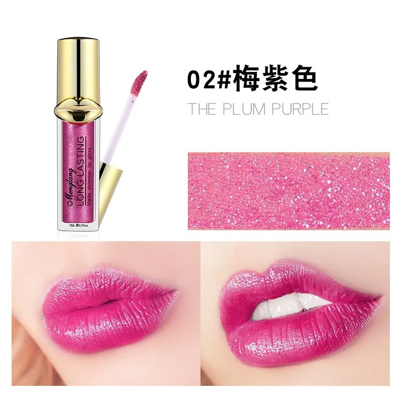 Menglang Metallic Pearlescent Non-stick Cup Lip Gloss Matte Lip Glaze Glitter Liquid Lipstick Lip Gloss Lip Beauty Make Up