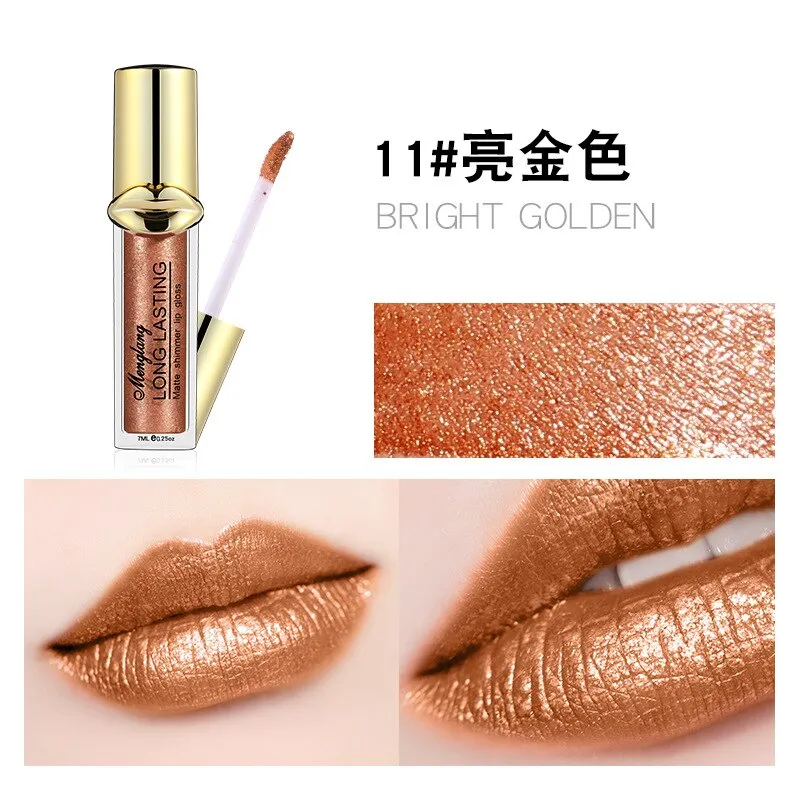 Menglang Metallic Pearlescent Non-stick Cup Lip Gloss Matte Lip Glaze Glitter Liquid Lipstick Lip Gloss Lip Beauty Make Up