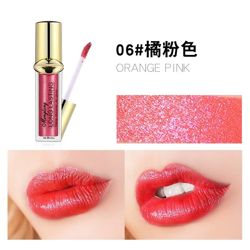 Menglang Metallic Pearlescent Non-stick Cup Lip Gloss Matte Lip Glaze Glitter Liquid Lipstick Lip Gloss Lip Beauty Make Up