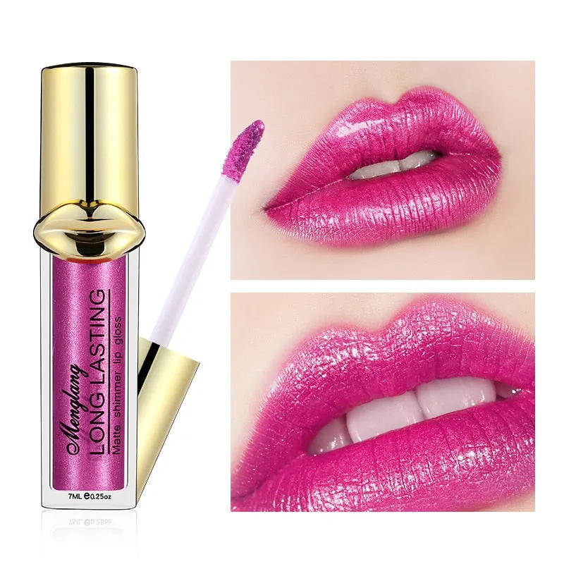 Menglang Metallic Pearlescent Non-stick Cup Lip Gloss Matte Lip Glaze Glitter Liquid Lipstick Lip Gloss Lip Beauty Make Up
