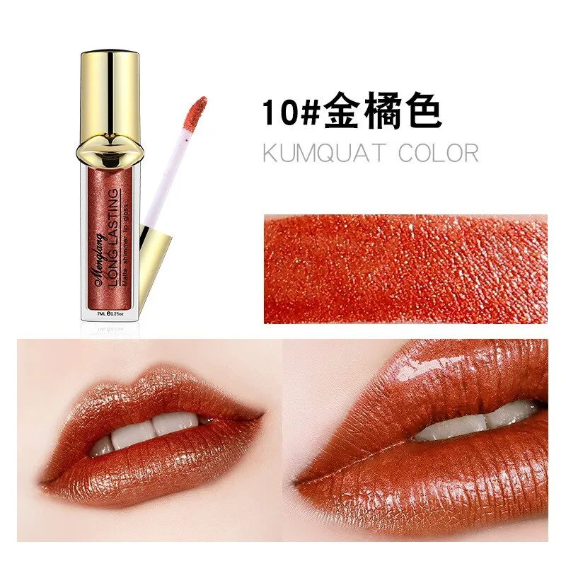 Menglang Metallic Pearlescent Non-stick Cup Lip Gloss Matte Lip Glaze Glitter Liquid Lipstick Lip Gloss Lip Beauty Make Up