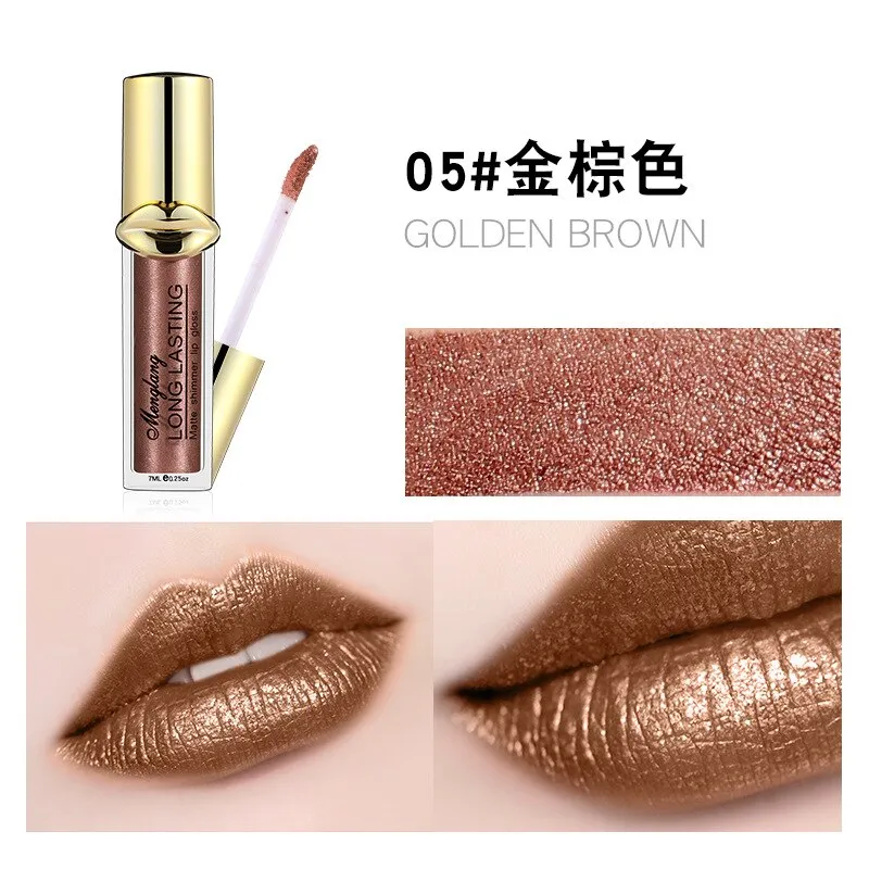 Menglang Metallic Pearlescent Non-stick Cup Lip Gloss Matte Lip Glaze Glitter Liquid Lipstick Lip Gloss Lip Beauty Make Up