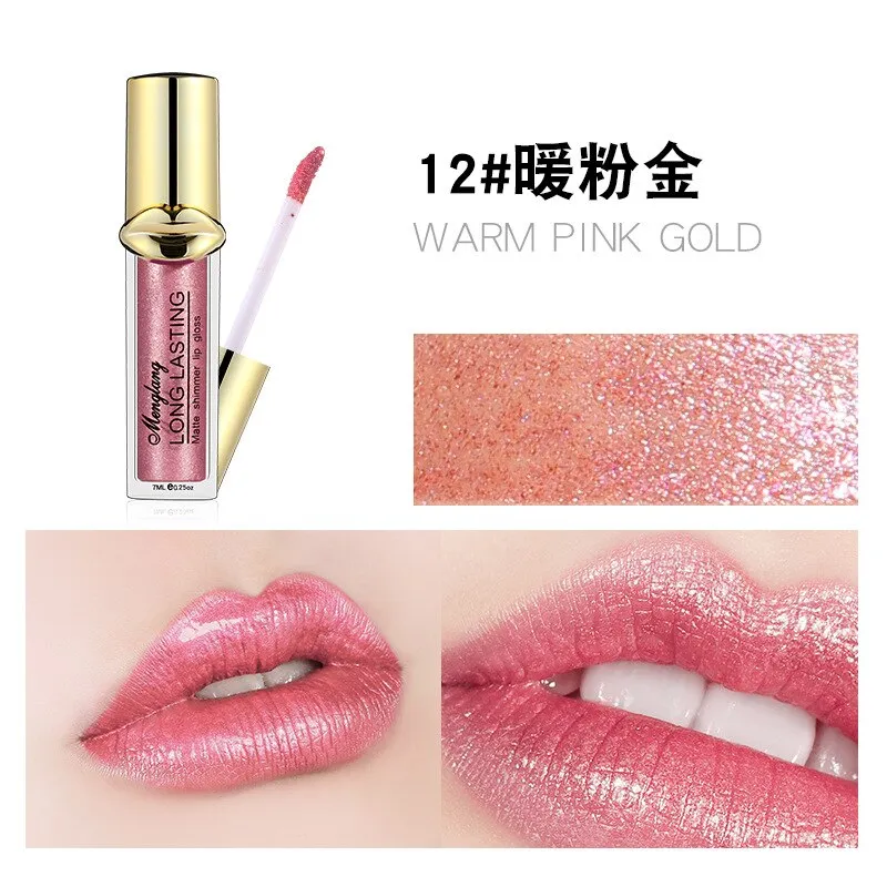 Menglang Metallic Pearlescent Non-stick Cup Lip Gloss Matte Lip Glaze Glitter Liquid Lipstick Lip Gloss Lip Beauty Make Up