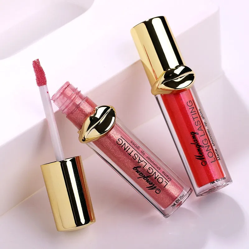 Menglang Metallic Pearlescent Non-stick Cup Lip Gloss Matte Lip Glaze Glitter Liquid Lipstick Lip Gloss Lip Beauty Make Up