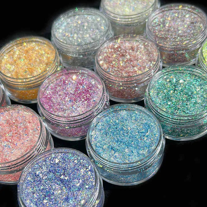 Multi-chrome eyeshadow in rainbow candy glitter colors ظلال عيون متعددة الكروم بألوان قوس قزح حلوى لامعة