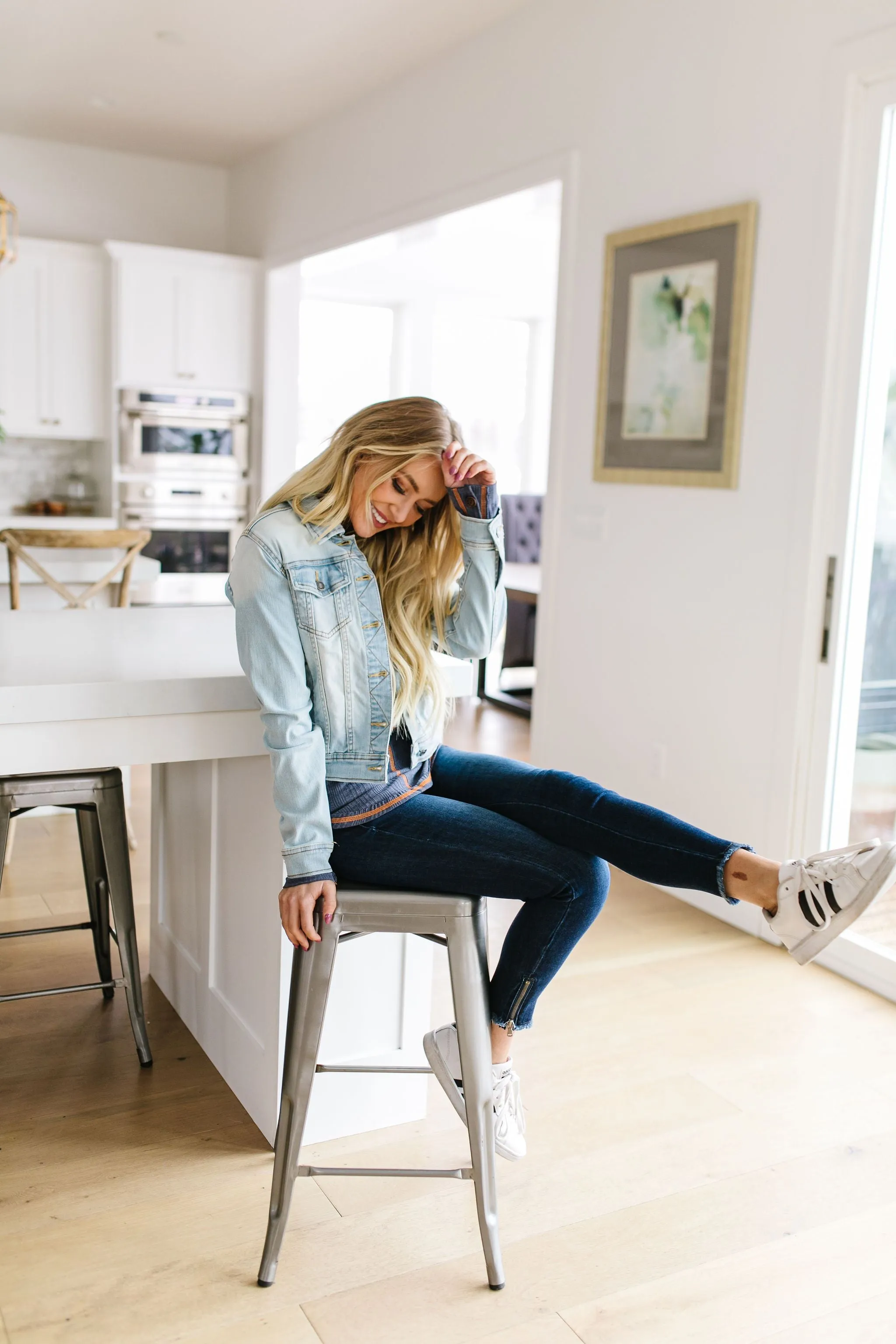 On The Edge Of Spring Top In Slate Blue