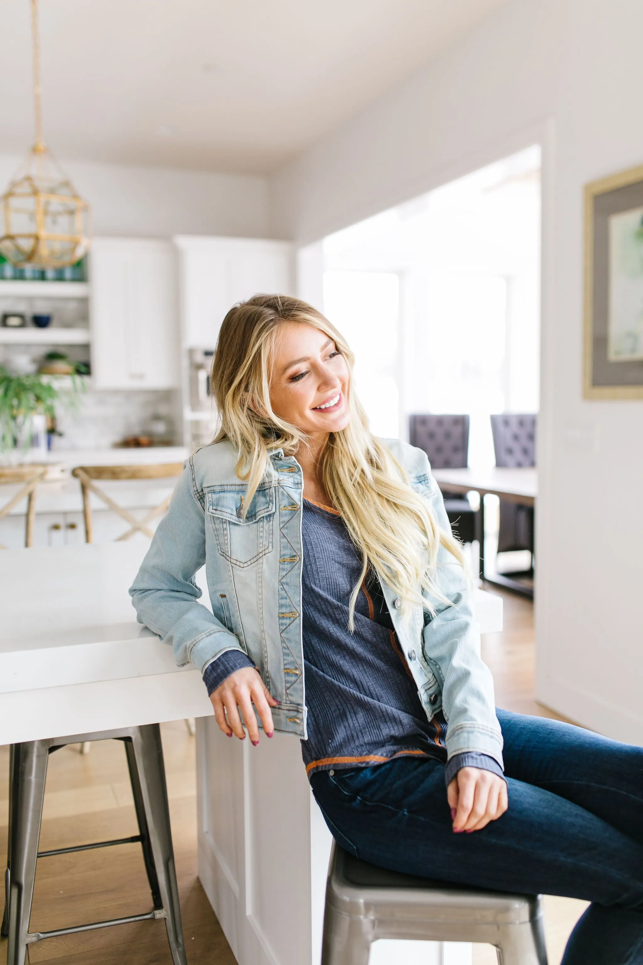 On The Edge Of Spring Top In Slate Blue