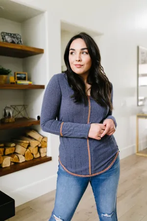 On The Edge Of Spring Top In Slate Blue