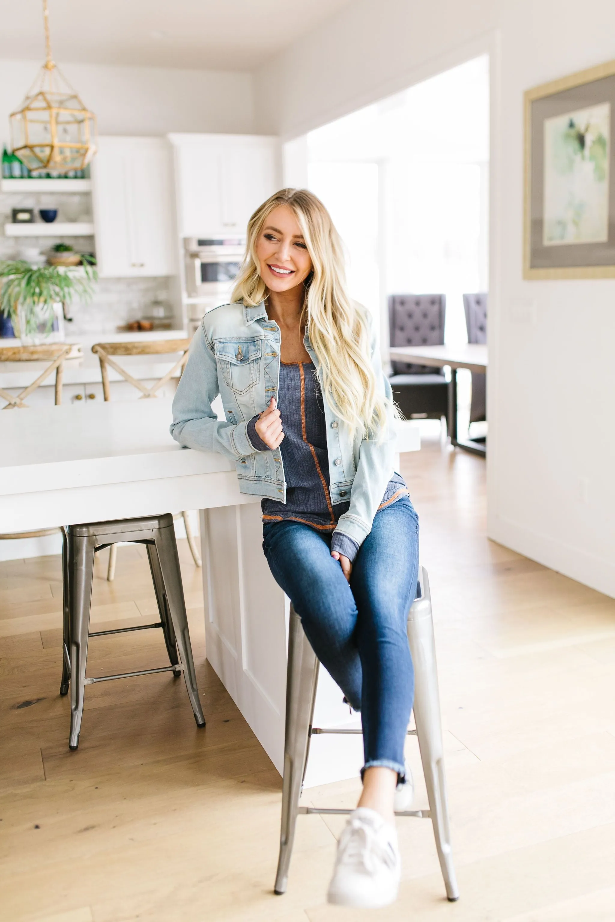 On The Edge Of Spring Top In Slate Blue