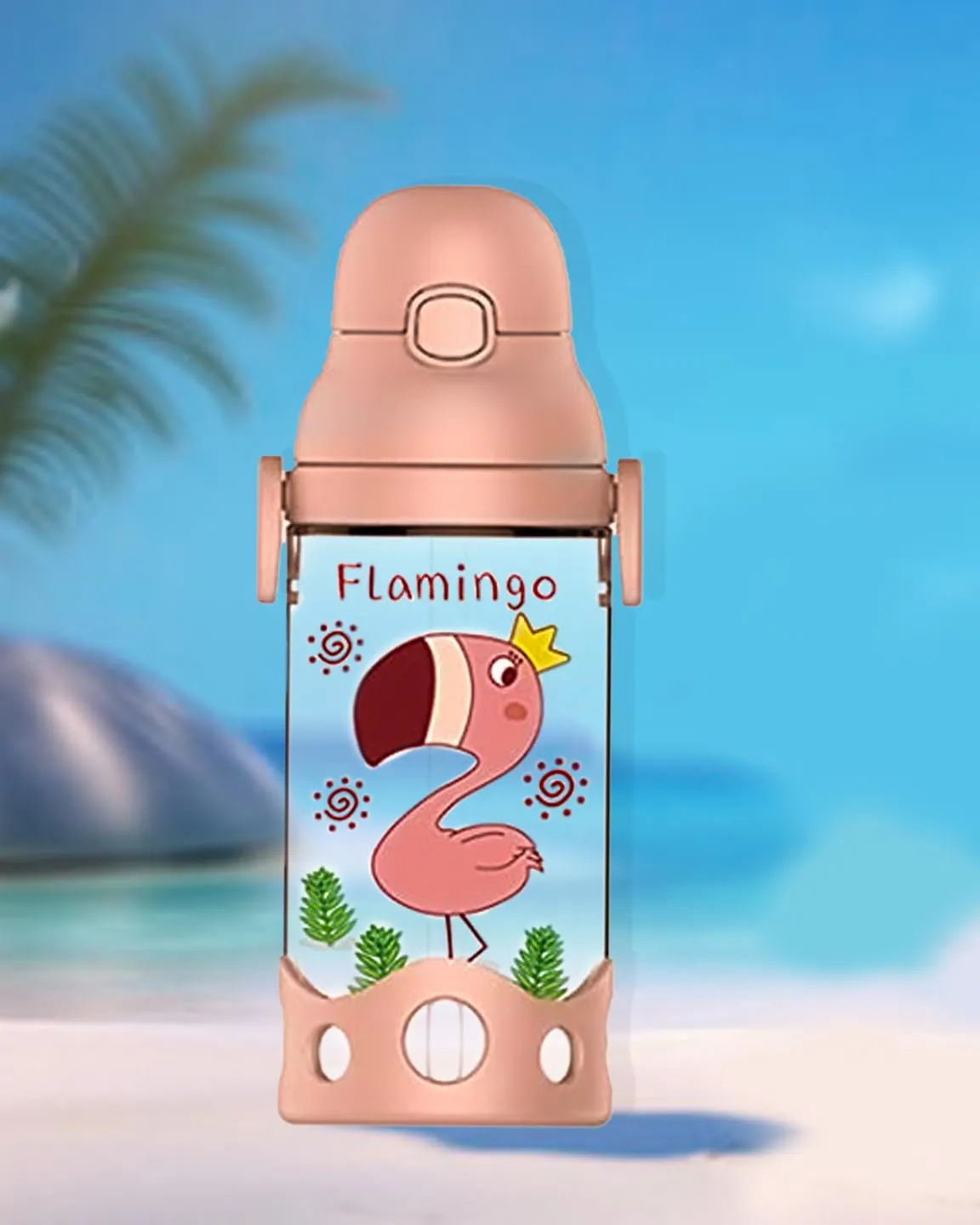 (PINKAH) kids bottle with carry strap (530ml) - Blush Pink