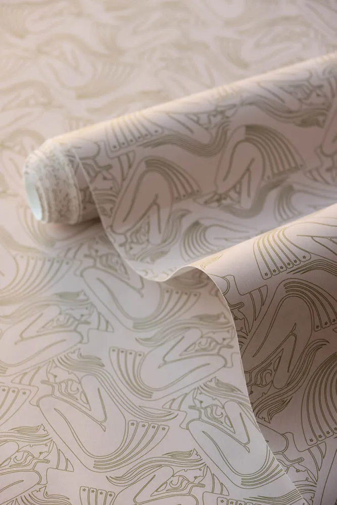 Rockett St George Deco Nymph Blush Pink Wallpaper
