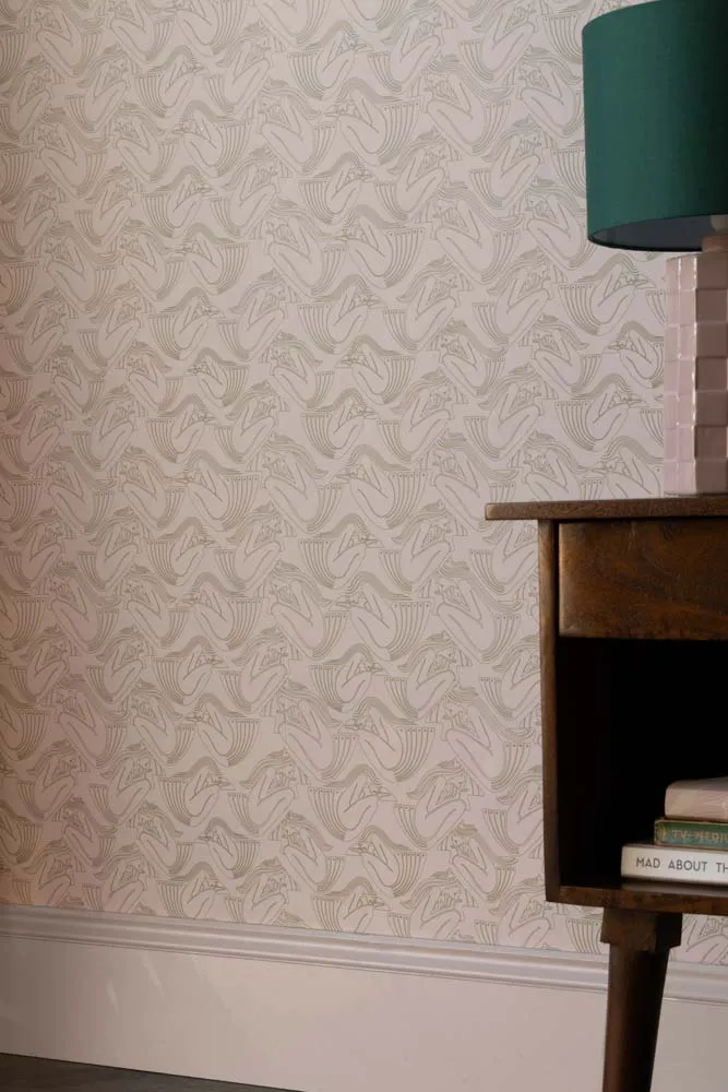 Rockett St George Deco Nymph Blush Pink Wallpaper