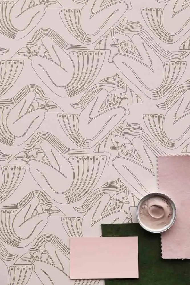 Rockett St George Deco Nymph Blush Pink Wallpaper