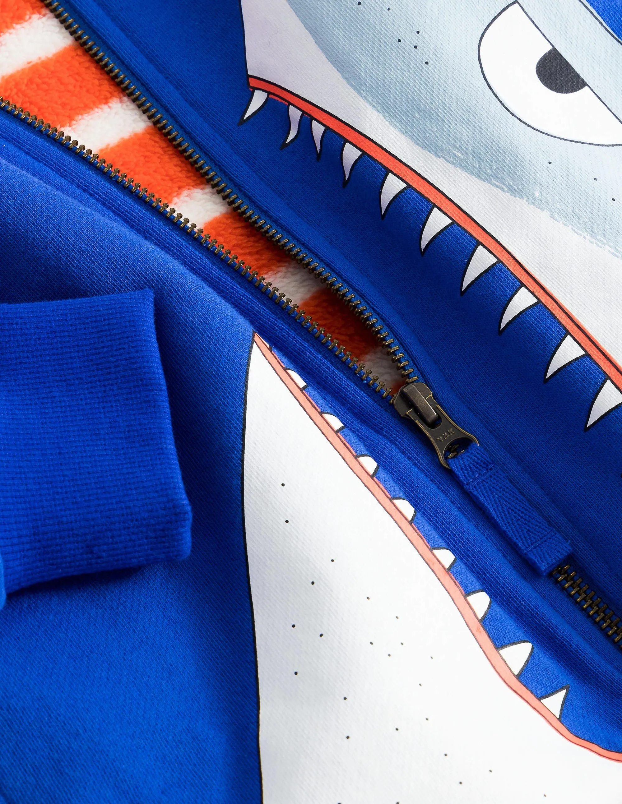Shaggy-lined Shark Hoodie-Bluing Blue Shark