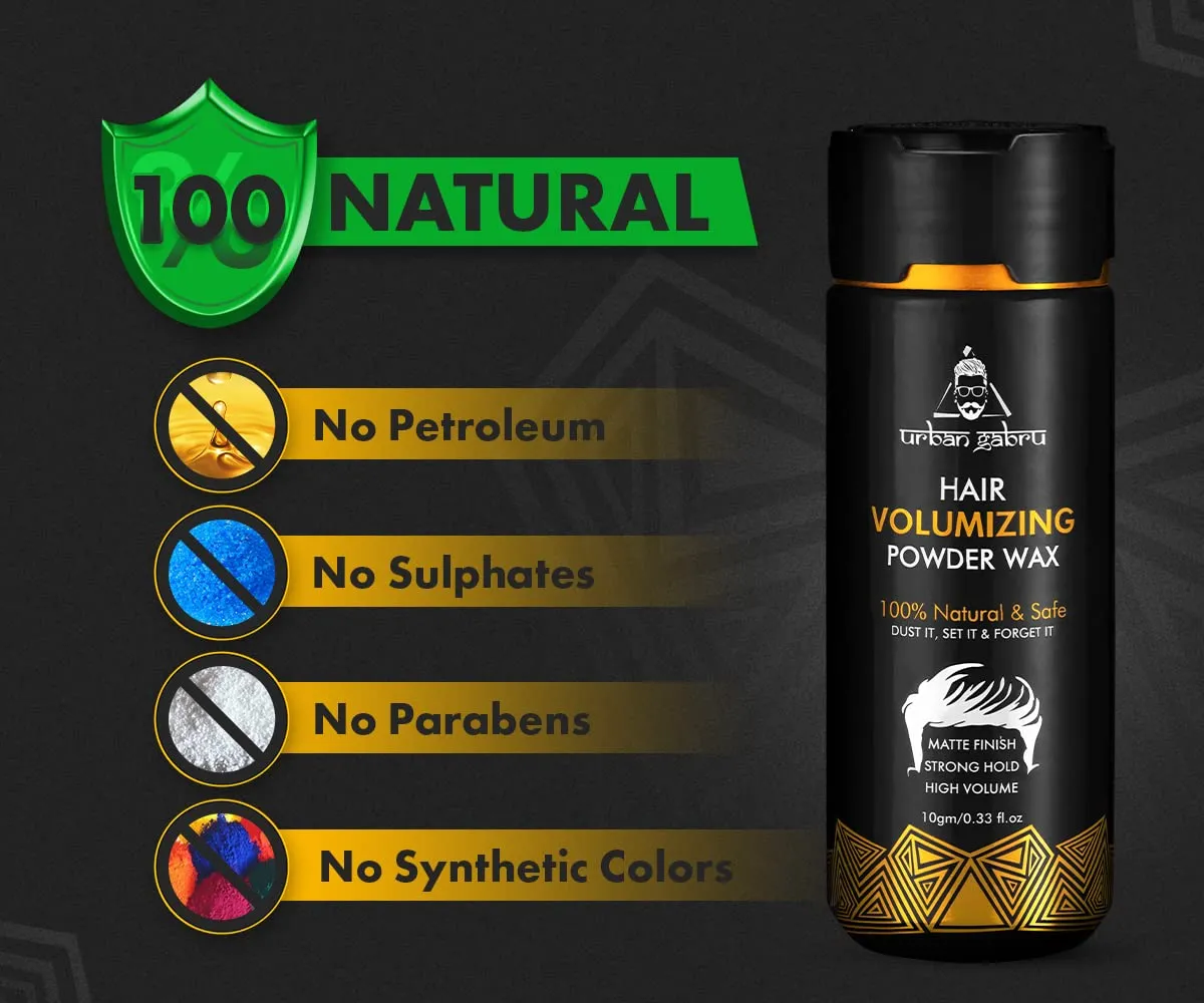 Urbangabru Hair Volumizing Powder Wax for Men - (10 Gram * 10 Units) (Pack of 10) | Matte Finish |100% Natural & Safe Hair Styling Powder | Paraben & Sulphate Free