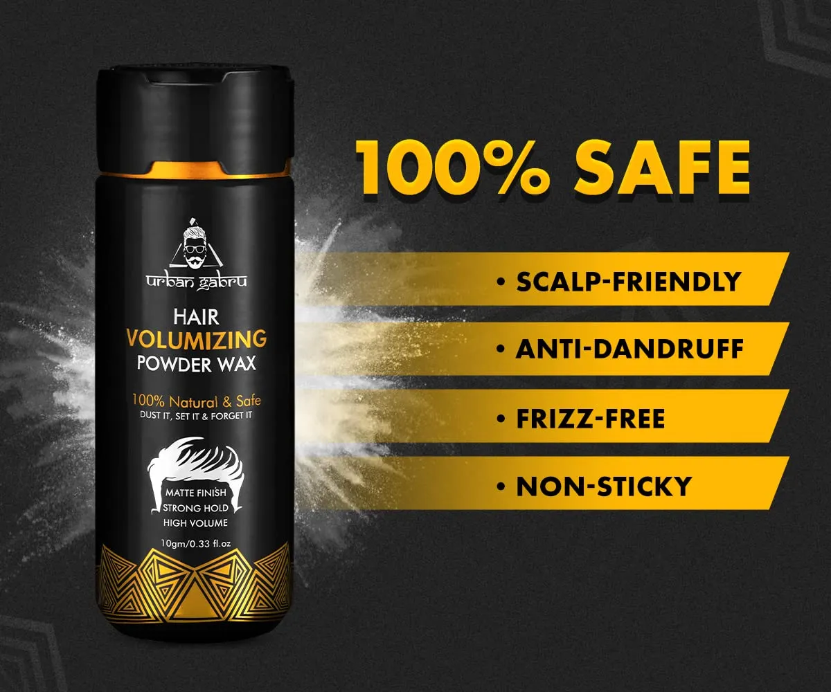 Urbangabru Hair Volumizing Powder Wax for Men - (10 Gram * 10 Units) (Pack of 10) | Matte Finish |100% Natural & Safe Hair Styling Powder | Paraben & Sulphate Free